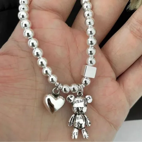 Cute Bear Heart Dangle Bracelet - Picture 4 of 6